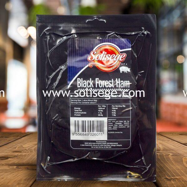 Solisege Black Forest Ham 150g packaging back view.