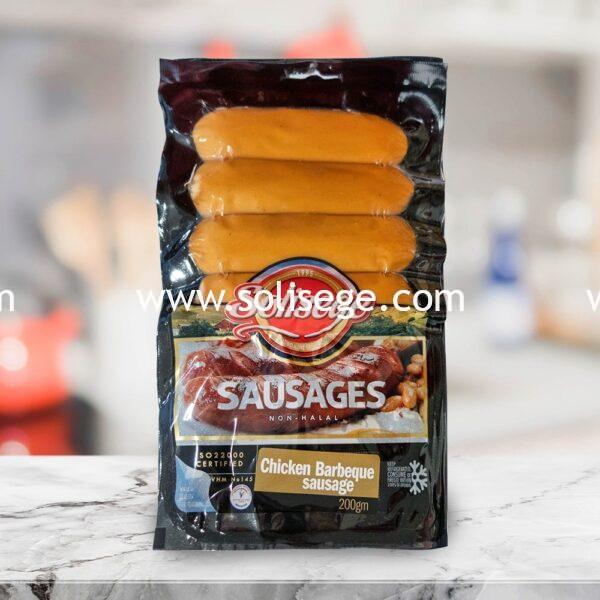 Solisege Chicken Barbeque Sausage 200g packaging front view.