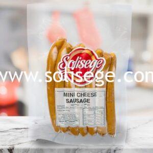 Solisege Mini Cheese Sausage 500gm. A sheep casing smoked sausage with the highest cheese content in our selection. Our best selling cheese sausage.