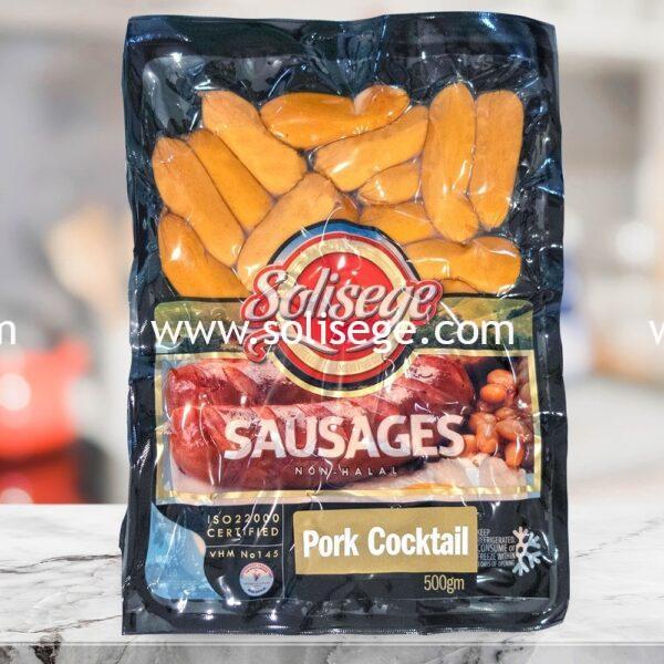 Solisege Pork Cocktail 500gm. Classic fine cut pork sausage in cocktail size links.