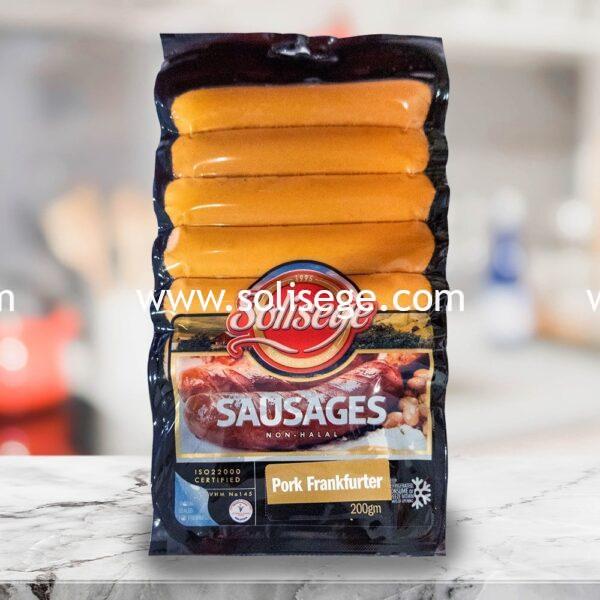 Solisege Pork Frankfurter 200gm. Classic skinless fine cut pork sausage.You can put them in hotdogs, bread, dice them up for a quick fry, or just BBQ them.