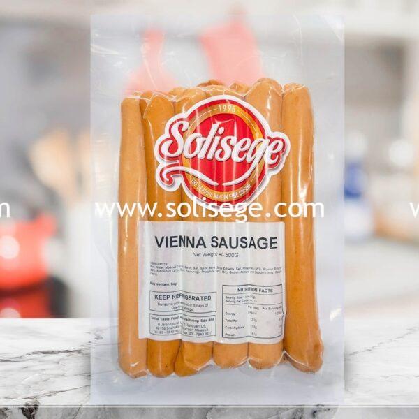 Solisege Vienna Sausage 500gm. A classic Viennese recipe sausage that is smoked and frequently used for hotdogs, bread rolls or BBQ's.