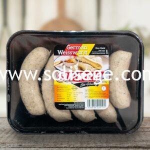 Supirrio German Weisswurst 500gm. An original German white sausage recipe from Munich with natural hog casing and is not smoked.