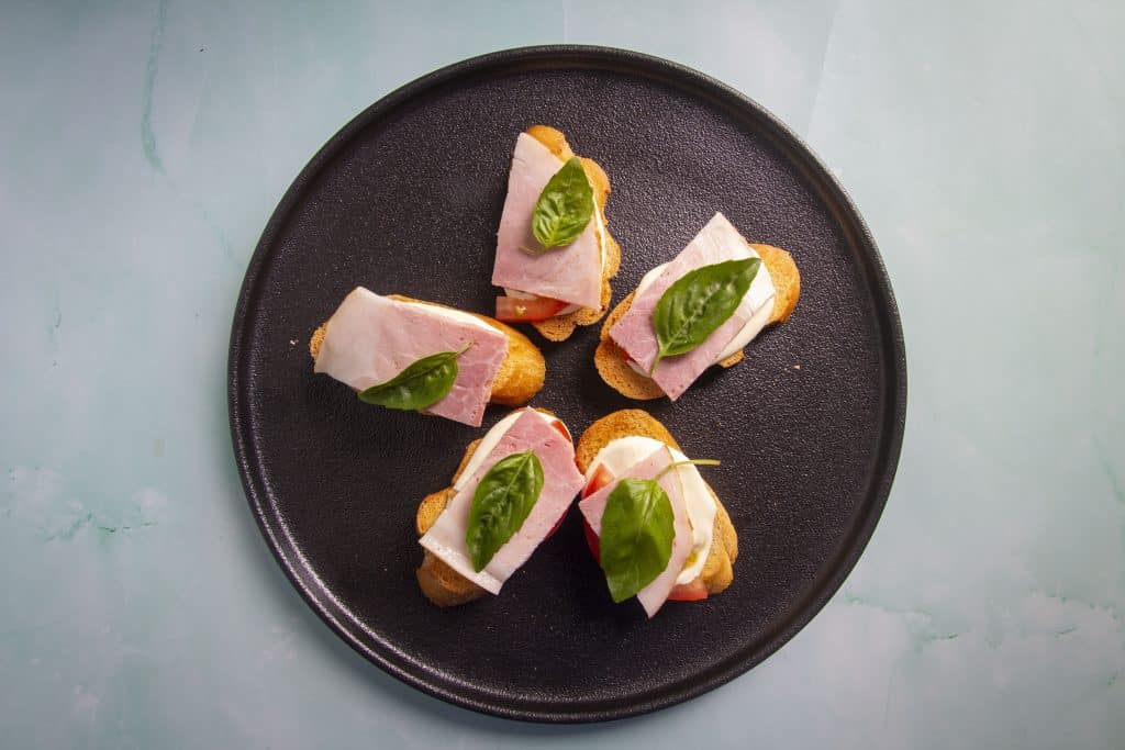 ham and cheese canape top shot